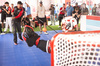 GP CANADA, Esteban Ocon (FRA) Haas F1 Team plays 'Ice Hockey' in the paddock.

12.06.2025. Formula 1 World Championship, Rd 10, Canadian Grand Prix, Montreal, Canada, Preparation Day.

- www.xpbimages.com, EMail: requests@xpbimages.com © Copyright: Bearne / XPB Images