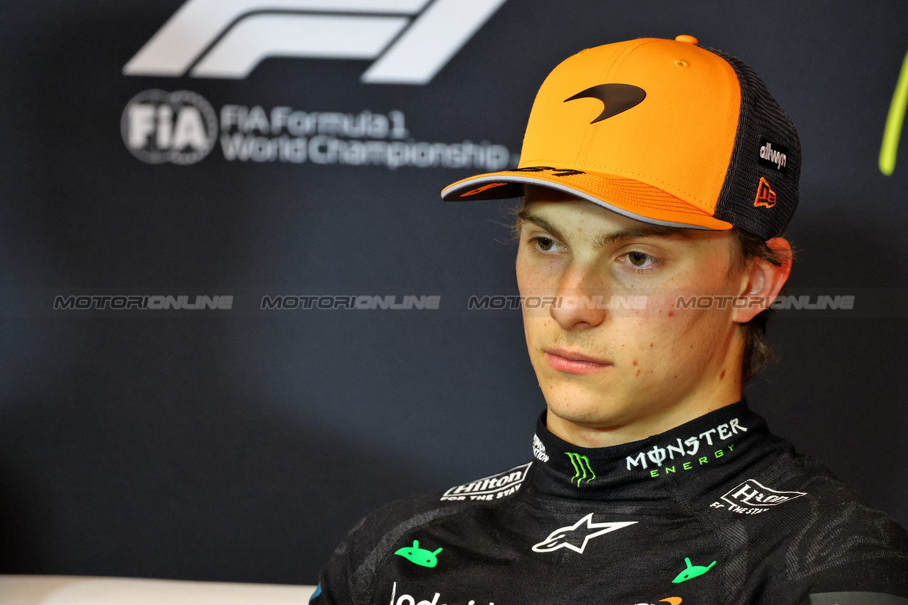 GP CANADA, Oscar Piastri (AUS) McLaren in the post qualifying FIA Press Conference.

14.06.2025. Formula 1 World Championship, Rd 10, Canadian Grand Prix, Montreal, Canada, Qualifiche Day.

- www.xpbimages.com, EMail: requests@xpbimages.com © Copyright: Batchelor / XPB Images