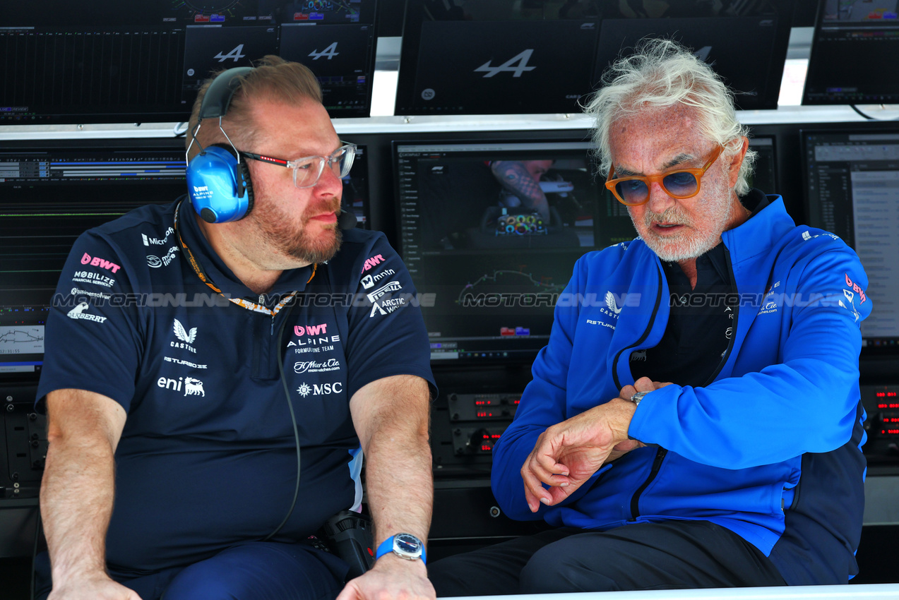 GP CANADA, (L to R): Dave Greenwood (GBR) Alpine F1 Team Racing Director with Flavio Briatore (ITA) Alpine F1 Team Executive Advisor.

14.06.2025. Formula 1 World Championship, Rd 10, Canadian Grand Prix, Montreal, Canada, Qualifiche Day.

- www.xpbimages.com, EMail: requests@xpbimages.com © Copyright: Batchelor / XPB Images