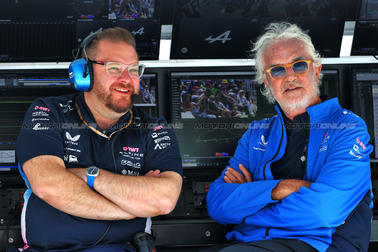 GP CANADA, (L to R): Dave Greenwood (GBR) Alpine F1 Team Racing Director with Flavio Briatore (ITA) Alpine F1 Team Executive Advisor.

14.06.2025. Formula 1 World Championship, Rd 10, Canadian Grand Prix, Montreal, Canada, Qualifiche Day.

- www.xpbimages.com, EMail: requests@xpbimages.com © Copyright: Batchelor / XPB Images