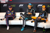 GP CANADA, (L to R): Max Verstappen (NLD) Red Bull Racing; George Russell (GBR) Mercedes AMG F1; e Oscar Piastri (AUS) McLaren, in the post qualifying FIA Press Conference.

14.06.2025. Formula 1 World Championship, Rd 10, Canadian Grand Prix, Montreal, Canada, Qualifiche Day.

- www.xpbimages.com, EMail: requests@xpbimages.com © Copyright: Batchelor / XPB Images