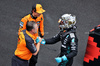 GP CINA, (L to R): Zak Brown (USA) McLaren Executive Director e vincitore Oscar Piastri (AUS) McLaren; joined by third placed George Russell (GBR) Mercedes AMG F1 in parc ferme.

23.03.2025. Formula 1 World Championship, Rd 2, Chinese Grand Prix, Shanghai, China, Gara Day.

- www.xpbimages.com, EMail: requests@xpbimages.com © Copyright: Bearne / XPB Images