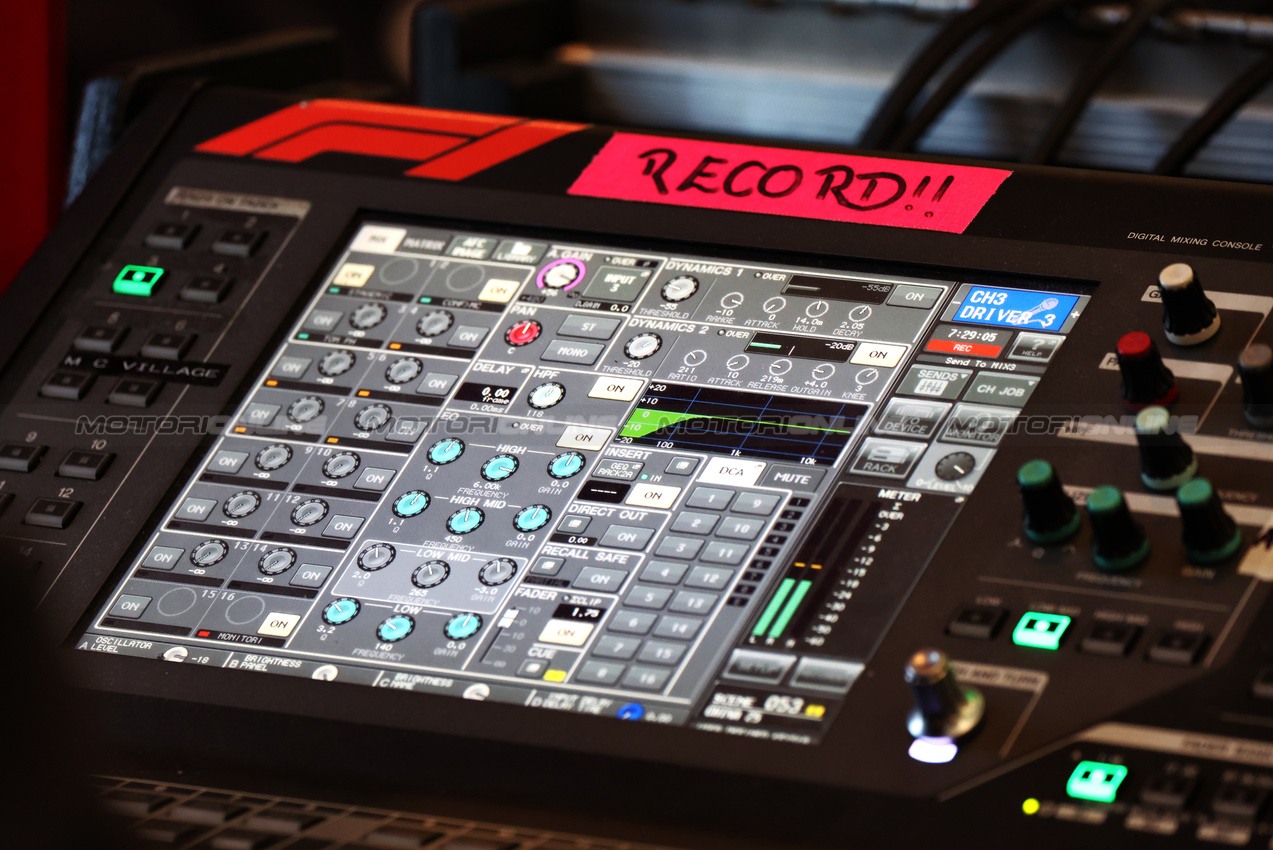 GP CINA, Digital Mixing Console in the FIA Press Conference.

20.03.2025. Formula 1 World Championship, Rd 2, Chinese Grand Prix, Shanghai, China, Preparation Day.

- www.xpbimages.com, EMail: requests@xpbimages.com © Copyright: Moy / XPB Images