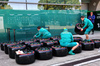GP CINA, Aston Martin F1 Team meccanici with Pirelli tyres.

20.03.2025. Formula 1 World Championship, Rd 2, Chinese Grand Prix, Shanghai, China, Preparation Day.

- www.xpbimages.com, EMail: requests@xpbimages.com © Copyright: Batchelor / XPB Images