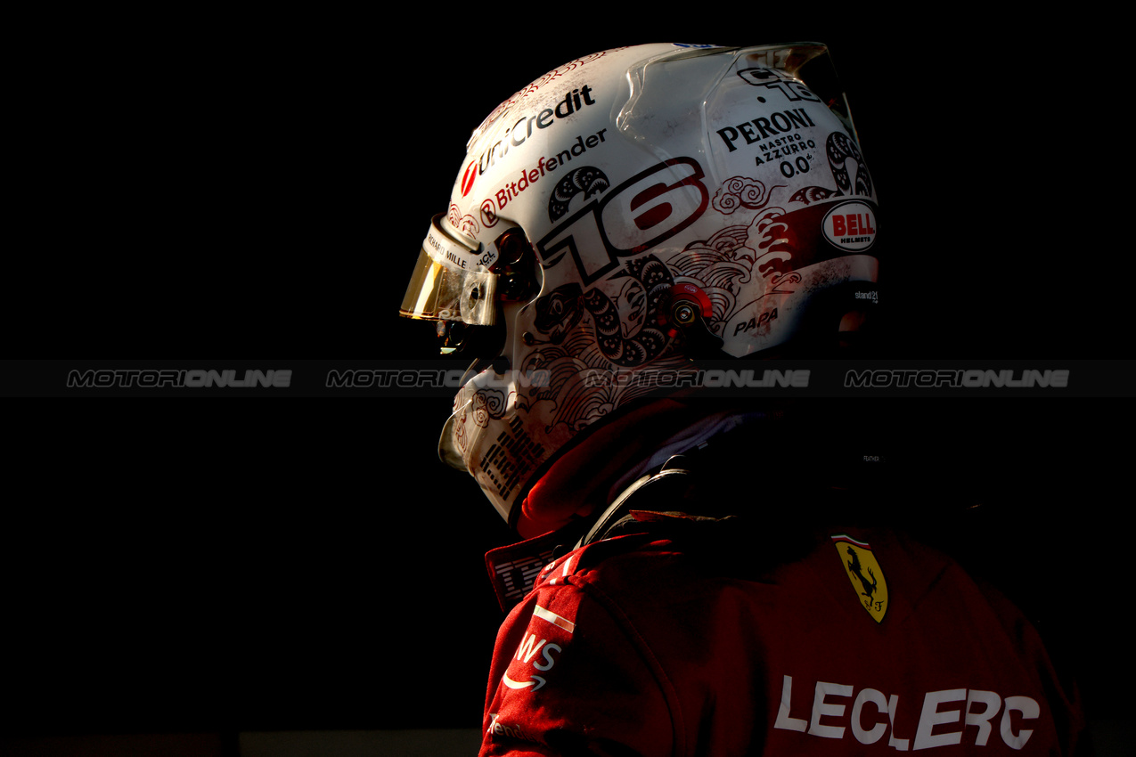 GP CINA, Charles Leclerc (MON) Ferrari in qualifying parc ferme.

22.03.2025. Formula 1 World Championship, Rd 2, Chinese Grand Prix, Shanghai, China, Sprint e Qualifiche Day.

 - www.xpbimages.com, EMail: requests@xpbimages.com © Copyright: Coates / XPB Images
