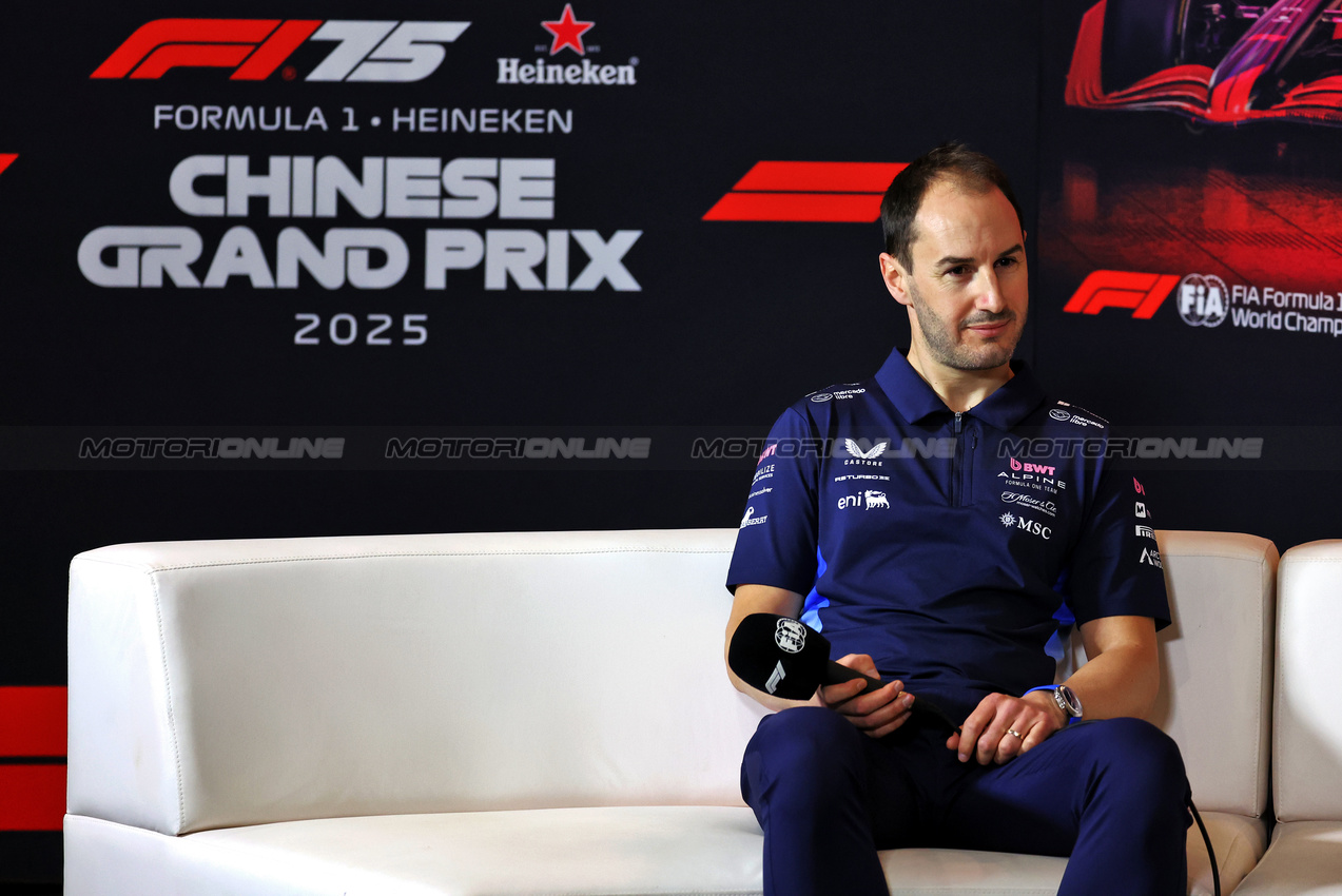 GP CINA, Oliver Oakes (GBR) Alpine F1 Team Team Principal in the FIA Press Conference.

21.03.2025. Formula 1 World Championship, Rd 2, Chinese Grand Prix, Shanghai, China, Sprint Qualifiche Day.

- www.xpbimages.com, EMail: requests@xpbimages.com © Copyright: Moy / XPB Images