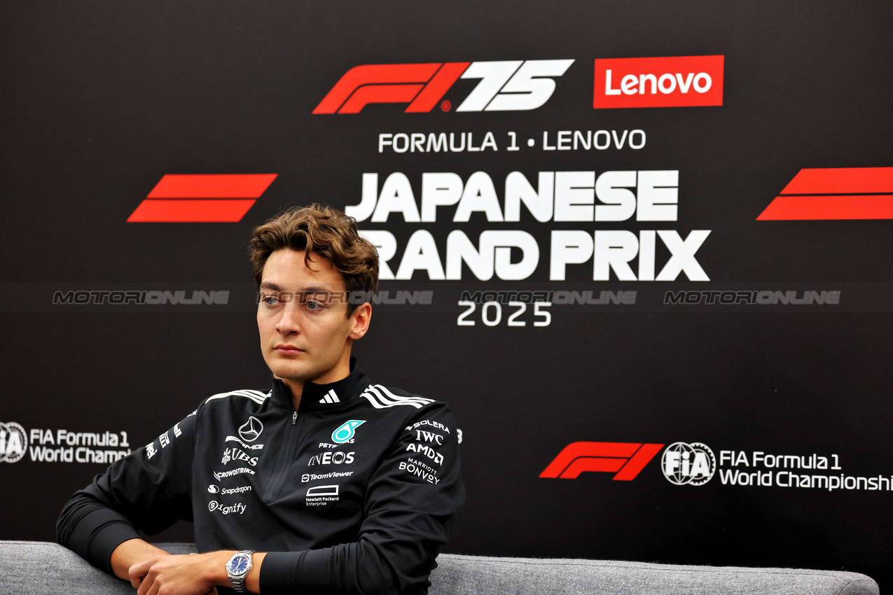 GP GIAPPONE, George Russell (GBR) Mercedes AMG F1 in the FIA Press Conference.

03.04.2025. Formula 1 World Championship, Rd 3, Japanese Grand Prix, Suzuka, Japan, Preparation Day.

- www.xpbimages.com, EMail: requests@xpbimages.com © Copyright: Moy / XPB Images