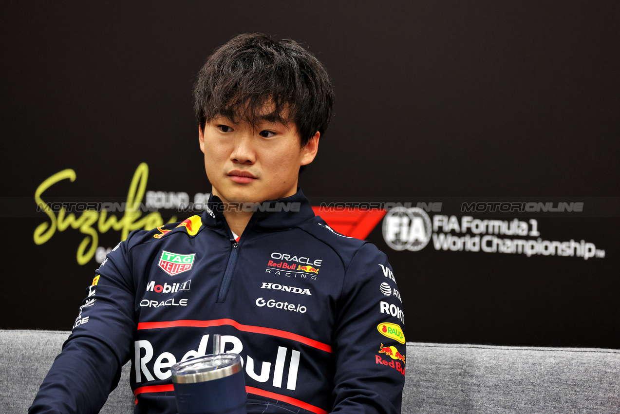 GP GIAPPONE, Yuki Tsunoda (JPN) Red Bull Racing in the FIA Press Conference.

03.04.2025. Formula 1 World Championship, Rd 3, Japanese Grand Prix, Suzuka, Japan, Preparation Day.

- www.xpbimages.com, EMail: requests@xpbimages.com © Copyright: Moy / XPB Images