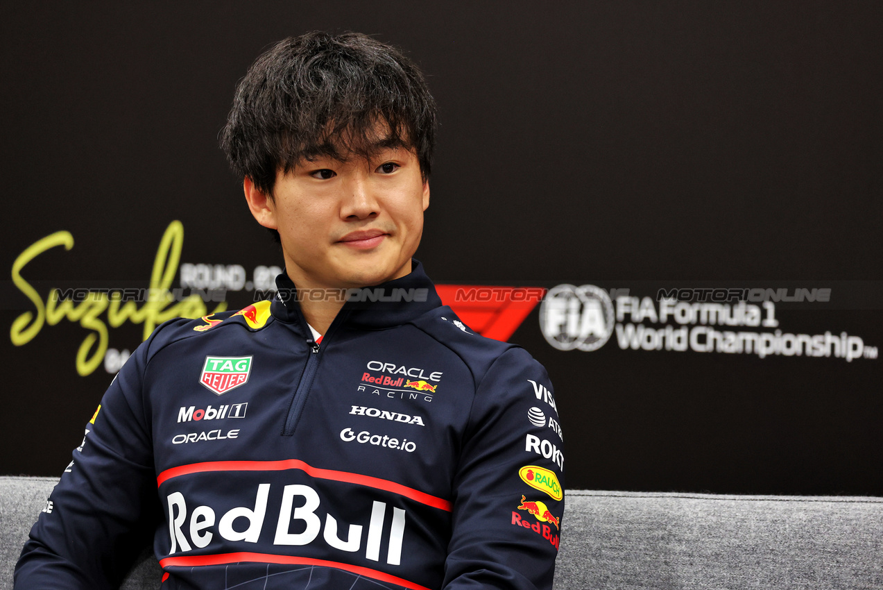 GP GIAPPONE, Yuki Tsunoda (JPN) Red Bull Racing in the FIA Press Conference.

03.04.2025. Formula 1 World Championship, Rd 3, Japanese Grand Prix, Suzuka, Japan, Preparation Day.

- www.xpbimages.com, EMail: requests@xpbimages.com © Copyright: Moy / XPB Images