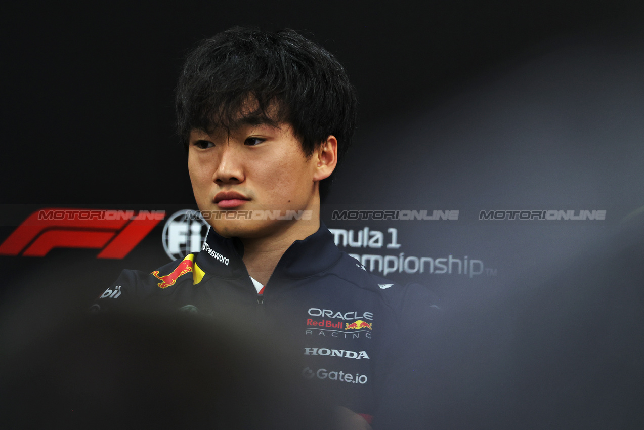 GP GIAPPONE, Yuki Tsunoda (JPN) Red Bull Racing in the FIA Press Conference.

03.04.2025. Formula 1 World Championship, Rd 3, Japanese Grand Prix, Suzuka, Japan, Preparation Day.

- www.xpbimages.com, EMail: requests@xpbimages.com © Copyright: Moy / XPB Images