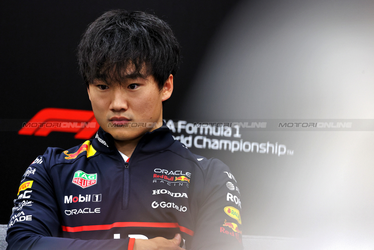 GP GIAPPONE, Yuki Tsunoda (JPN) Red Bull Racing in the FIA Press Conference.

03.04.2025. Formula 1 World Championship, Rd 3, Japanese Grand Prix, Suzuka, Japan, Preparation Day.

- www.xpbimages.com, EMail: requests@xpbimages.com © Copyright: Moy / XPB Images