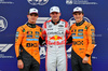 GP GIAPPONE, Qualifiche top three in parc ferme (L to R): Lando Norris (GBR) McLaren, second; Max Verstappen (NLD) Red Bull Racing, pole position; Oscar Piastri (AUS) McLaren, third.

05.04.2025. Formula 1 World Championship, Rd 3, Japanese Grand Prix, Suzuka, Japan, Qualifiche Day.

- www.xpbimages.com, EMail: requests@xpbimages.com © Copyright: Batchelor / XPB Images