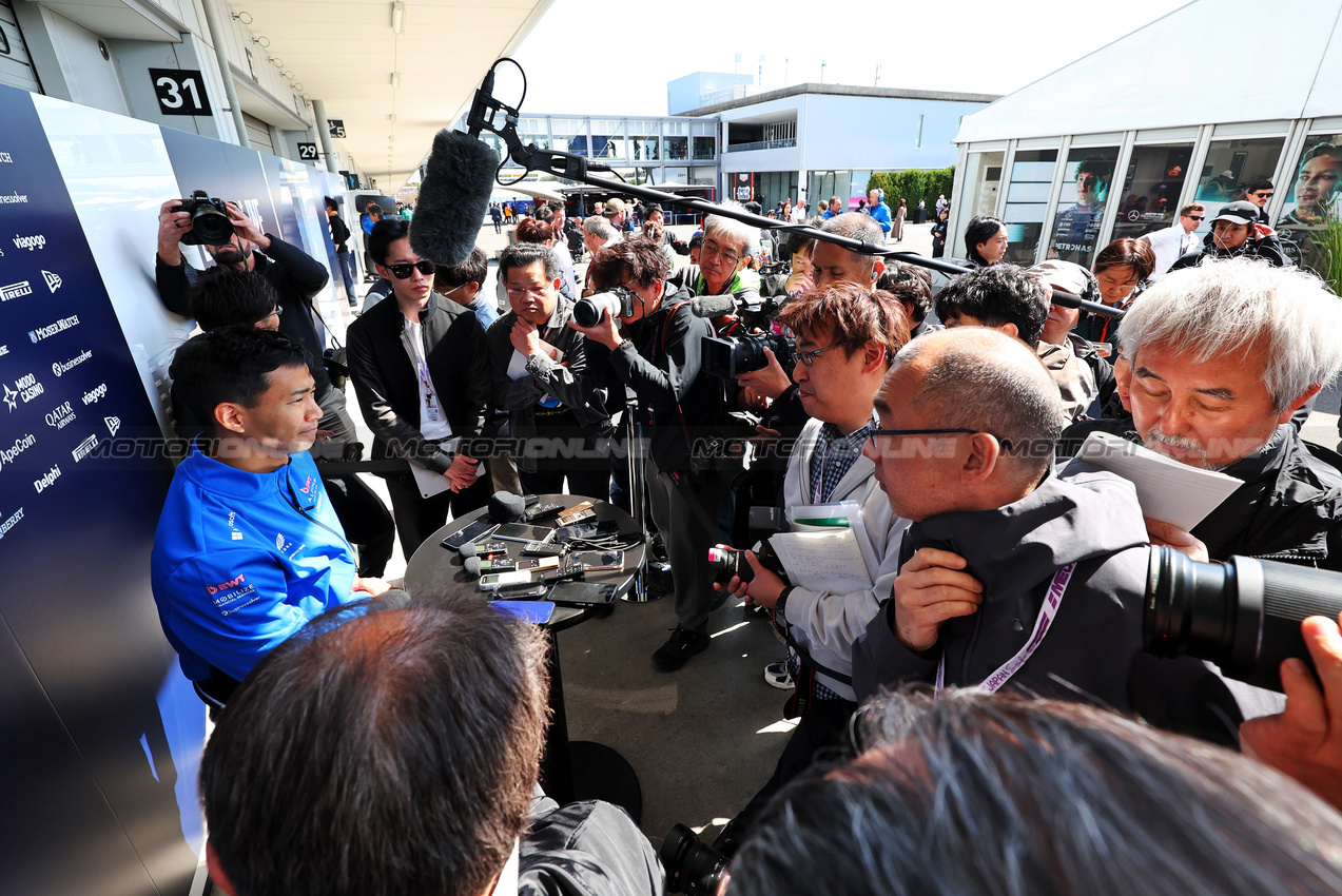 GP GIAPPONE, Ryo Hirakawa (JPN) Alpine F1 Team Reserve Driver with the media.

04.04.2025. Formula 1 World Championship, Rd 3, Japanese Grand Prix, Suzuka, Japan, Practice Day.

- www.xpbimages.com, EMail: requests@xpbimages.com © Copyright: Moy / XPB Images