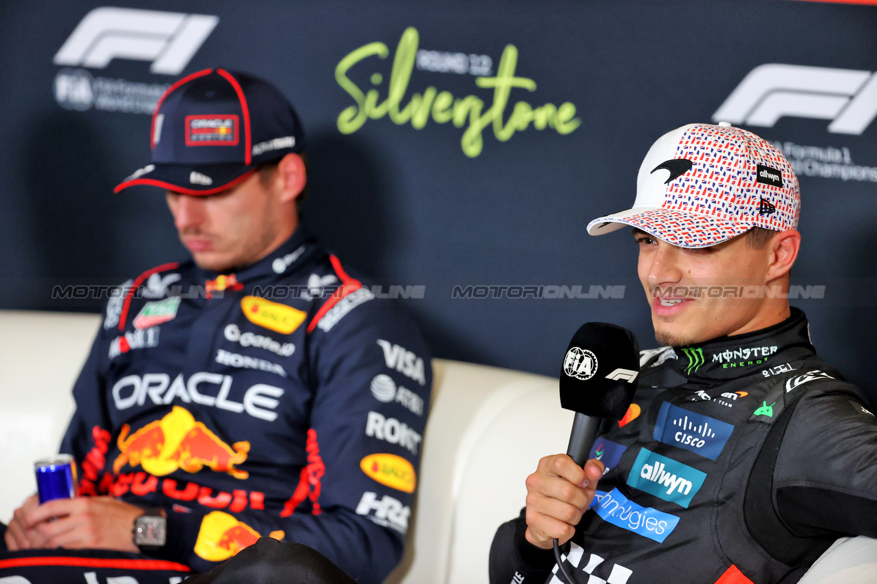 GP GRAN BRETAGNA, Lando Norris (GBR) McLaren in the post qualifying FIA Press Conference.

05.07.2025. Formula 1 World Championship, Rd 12, British Grand Prix, Silverstone, England, Qualifiche Day.

- www.xpbimages.com, EMail: requests@xpbimages.com © Copyright: Davenport / XPB Images