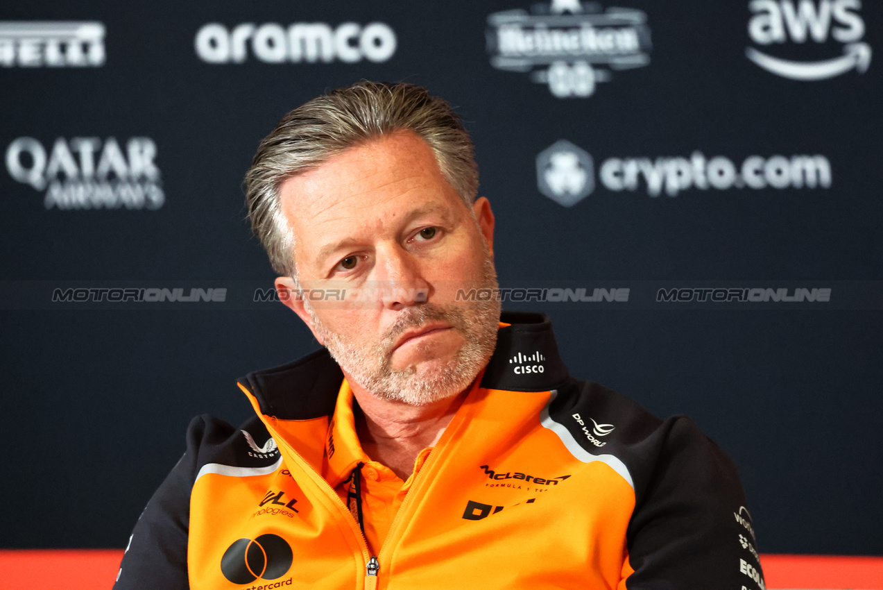 GP GRAN BRETAGNA, Zak Brown (USA) McLaren Executive Director in the FIA Press Conference.

04.07.2025. Formula 1 World Championship, Rd 12, British Grand Prix, Silverstone, England, Practice Day.

- www.xpbimages.com, EMail: requests@xpbimages.com © Copyright: Charniaux / XPB Images