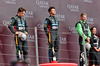 GP GRAN BRETAGNA, The podium (L to R): Oscar Piastri (AUS) McLaren, second; Lando Norris (GBR) McLaren, vincitore; Nico Hulkenberg (GER) Sauber, third.

06.07.2025. Formula 1 World Championship, Rd 12, British Grand Prix, Silverstone, England, Gara Day.

- www.xpbimages.com, EMail: requests@xpbimages.com © Copyright: Davenport / XPB Images