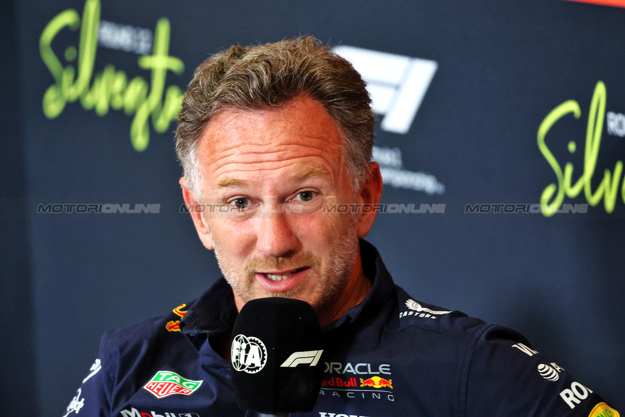 GP GRAN BRETAGNA, Christian Horner (GBR) Red Bull Racing Team Principal in the FIA Press Conference.

04.07.2025. Formula 1 World Championship, Rd 12, British Grand Prix, Silverstone, England, Practice Day.

- www.xpbimages.com, EMail: requests@xpbimages.com © Copyright: Charniaux / XPB Images