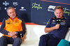 GP GRAN BRETAGNA, (L to R): Zak Brown (USA) McLaren Executive Director e Christian Horner (GBR) Red Bull Racing Team Principal in the FIA Press Conference.

04.07.2025. Formula 1 World Championship, Rd 12, British Grand Prix, Silverstone, England, Practice Day.

- www.xpbimages.com, EMail: requests@xpbimages.com © Copyright: Charniaux / XPB Images