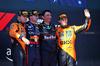 GP IMOLA, The podium (L to R): Lando Norris (GBR) McLaren, second; Max Verstappen (NLD) Red Bull Racing, vincitore; Enrico Balbo, Red Bull Racing Head of Aerodynamics; Oscar Piastri (AUS) McLaren, third.

18.05.2025. Formula 1 World Championship, Rd 7, Emilia Romagna Grand Prix, Imola, Italy, Gara Day.

- www.xpbimages.com, EMail: requests@xpbimages.com © Copyright: Moy / XPB Images