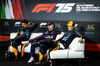 GP IMOLA, (L to R): Lando Norris (GBR) McLaren; Max Verstappen (NLD) Red Bull Racing; e Oscar Piastri (AUS) McLaren, in the post race FIA Press Conference.

18.05.2025. Formula 1 World Championship, Rd 7, Emilia Romagna Grand Prix, Imola, Italy, Gara Day.

- www.xpbimages.com, EMail: requests@xpbimages.com © Copyright: Bearne / XPB Images