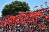 GP IMOLA, Circuit Atmosfera - Ferrari fans in the grandstand.

18.05.2025. Formula 1 World Championship, Rd 7, Emilia Romagna Grand Prix, Imola, Italy, Gara Day.

- www.xpbimages.com, EMail: requests@xpbimages.com © Copyright: Moy / XPB Images