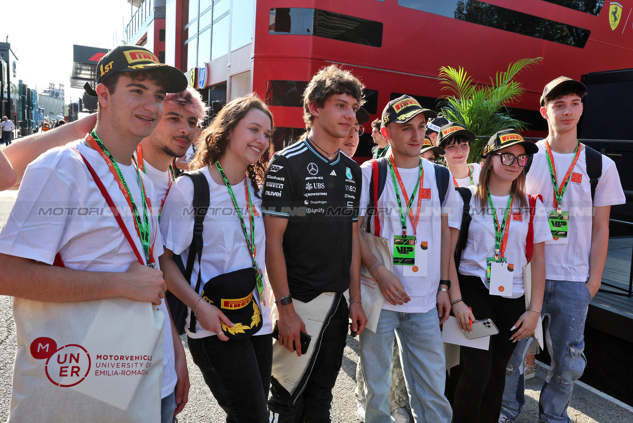 GP IMOLA, Andrea Kimi Antonelli (ITA) Mercedes AMG F1 with fans.

15.05.2025. Formula 1 World Championship, Rd 7, Emilia Romagna Grand Prix, Imola, Italy, Preparation Day.

- www.xpbimages.com, EMail: requests@xpbimages.com © Copyright: Moy / XPB Images