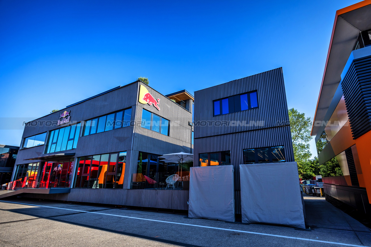 GP IMOLA, Red Bull Energy Station in the paddock.

15.05.2025. Formula 1 World Championship, Rd 7, Emilia Romagna Grand Prix, Imola, Italy, Preparation Day.

- www.xpbimages.com, EMail: requests@xpbimages.com © Copyright: Bearne / XPB Images