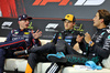 GP IMOLA, (L to R): Max Verstappen (NLD) Red Bull Racing; Oscar Piastri (AUS) McLaren; e George Russell (GBR) Mercedes AMG F1 in the post qualifying FIA Press Conference.

17.05.2025. Formula 1 World Championship, Rd 7, Emilia Romagna Grand Prix, Imola, Italy, Qualifiche Day.

- www.xpbimages.com, EMail: requests@xpbimages.com © Copyright: Bearne / XPB Images
