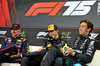 GP IMOLA, (L to R): Max Verstappen (NLD) Red Bull Racing; Oscar Piastri (AUS) McLaren; e George Russell (GBR) Mercedes AMG F1 in the post qualifying FIA Press Conference.

17.05.2025. Formula 1 World Championship, Rd 7, Emilia Romagna Grand Prix, Imola, Italy, Qualifiche Day.

- www.xpbimages.com, EMail: requests@xpbimages.com © Copyright: Bearne / XPB Images