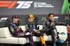 GP IMOLA, (L to R): Max Verstappen (NLD) Red Bull Racing; Oscar Piastri (AUS) McLaren; e George Russell (GBR) Mercedes AMG F1 in the post qualifying FIA Press Conference.

17.05.2025. Formula 1 World Championship, Rd 7, Emilia Romagna Grand Prix, Imola, Italy, Qualifiche Day.

- www.xpbimages.com, EMail: requests@xpbimages.com © Copyright: Bearne / XPB Images