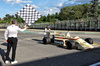 GP IMOLA, Thierry Boutsen (BEL) pushes his 1985 Arrows A8 as Stefano Domenicali (ITA) Formula One President e CEO waves the chequered flag.

17.05.2025. Formula 1 World Championship, Rd 7, Emilia Romagna Grand Prix, Imola, Italy, Qualifiche Day.

- www.xpbimages.com, EMail: requests@xpbimages.com © Copyright: Batchelor / XPB Images