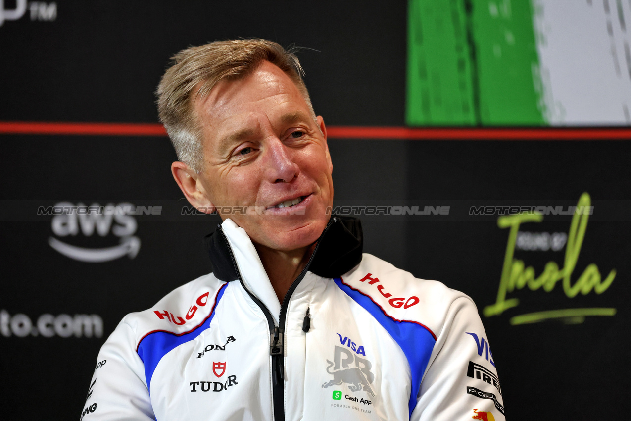 GP IMOLA, Tim Goss (GBR) Racing Bulls Chief Technical Director in the FIA Press Conference.

16.05.2025. Formula 1 World Championship, Rd 7, Emilia Romagna Grand Prix, Imola, Italy, Practice Day.

- www.xpbimages.com, EMail: requests@xpbimages.com © Copyright: Moy / XPB Images