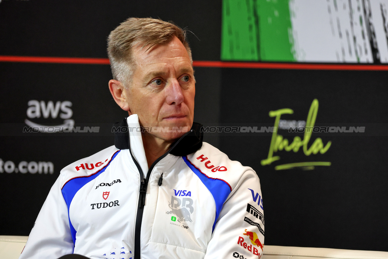GP IMOLA, Tim Goss (GBR) Racing Bulls Chief Technical Director in the FIA Press Conference.

16.05.2025. Formula 1 World Championship, Rd 7, Emilia Romagna Grand Prix, Imola, Italy, Practice Day.

- www.xpbimages.com, EMail: requests@xpbimages.com © Copyright: Moy / XPB Images