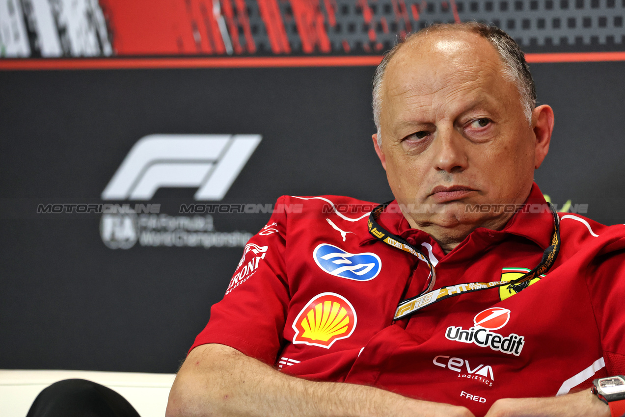 GP IMOLA, Frederic Vasseur (FRA) Ferrari Team Principal in the FIA Press Conference.

16.05.2025. Formula 1 World Championship, Rd 7, Emilia Romagna Grand Prix, Imola, Italy, Practice Day.

- www.xpbimages.com, EMail: requests@xpbimages.com © Copyright: Moy / XPB Images