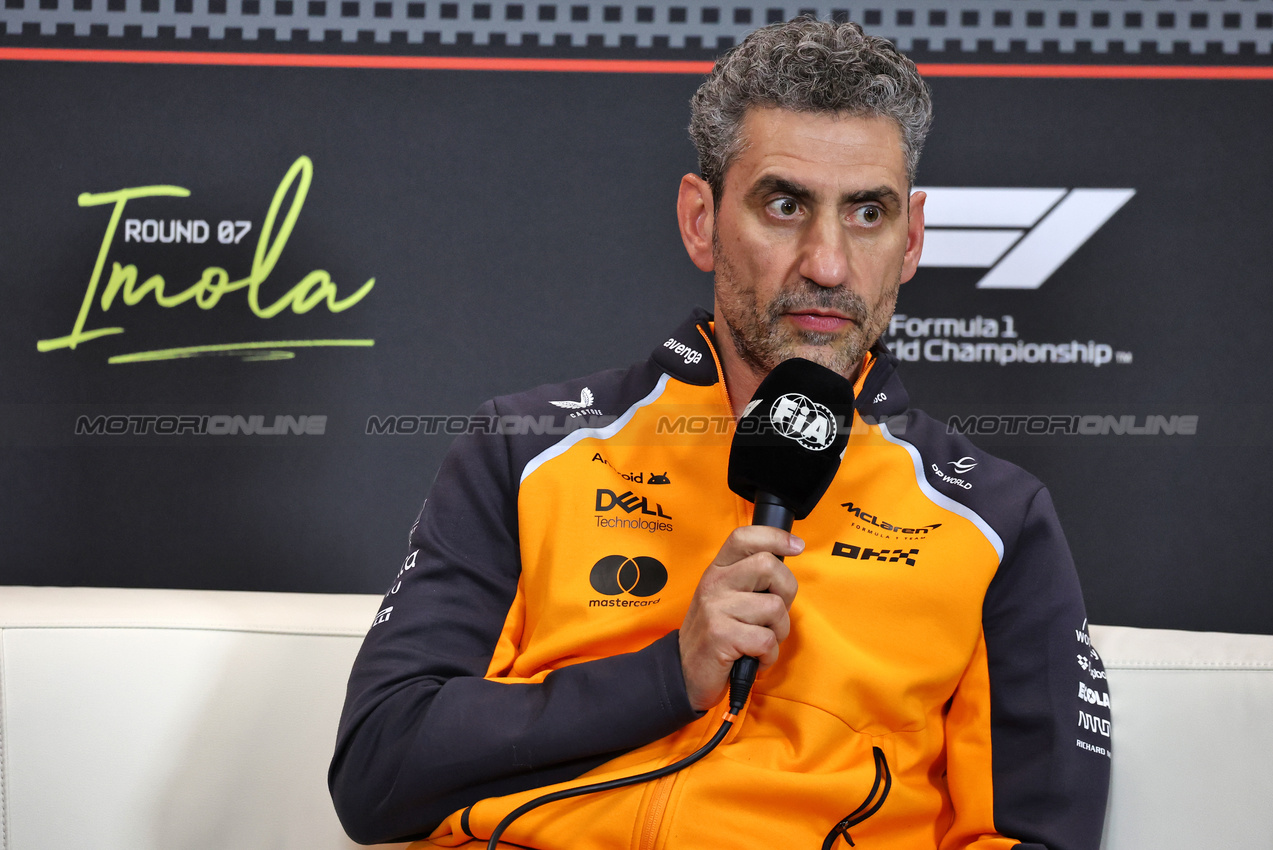 GP IMOLA, Andrea Stella (ITA) McLaren Team Principal in the FIA Press Conference.

16.05.2025. Formula 1 World Championship, Rd 7, Emilia Romagna Grand Prix, Imola, Italy, Practice Day.

- www.xpbimages.com, EMail: requests@xpbimages.com © Copyright: Moy / XPB Images