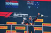 GP ITALIA, Gara winner Max Verstappen (NLD) Red Bull Racing celebrates on the podium.

07.09.2025. Formula 1 World Championship, Rd 16, Italian Grand Prix, Monza, Italy, Gara Day.

- www.xpbimages.com, EMail: requests@xpbimages.com © Copyright: Charniaux / XPB Images