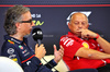 GP ITALIA, Laurent Mekies (FRA) Red Bull Racing Team Principal e CEO e Frederic Vasseur (FRA) Ferrari Team Principal in the FIA Press Conference.

05.09.2025. Formula 1 World Championship, Rd 16, Italian Grand Prix, Monza, Italy, Practice Day.

- www.xpbimages.com, EMail: requests@xpbimages.com © Copyright: Charniaux / XPB Images