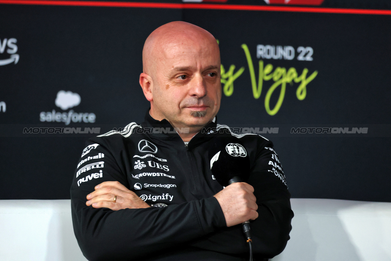 GP LAS VEGAS, Simone Resta (ITA) Mercedes AMG F1 Strategic Development Director in the FIA Press Conference.

20.11.2025. Formula 1 World Championship, Rd 22, Las Vegas Grand Prix, Las Vegas, Nevada, USA, Practice Day

- www.xpbimages.com, EMail: requests@xpbimages.com © Copyright: Moy / XPB Images