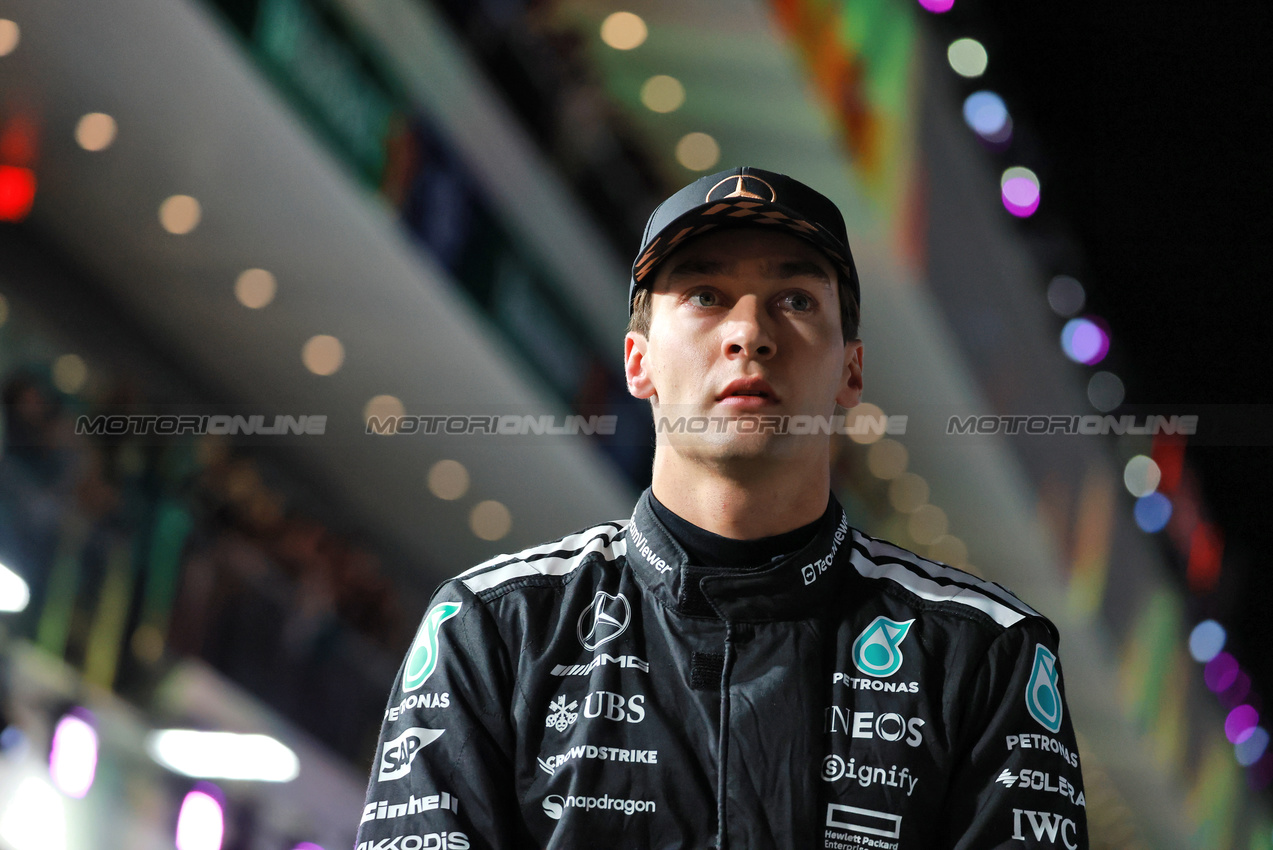 GP LAS VEGAS, George Russell (GBR) Mercedes AMG F1.
22.11.2025. Formula 1 World Championship, Rd 22, Las Vegas Grand Prix, Las Vegas, Nevada, USA, Gara Day.
- www.xpbimages.com, EMail: requests@xpbimages.com © Copyright: Moy / XPB Images