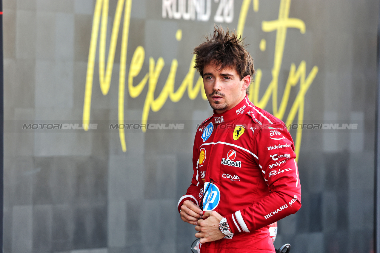 GP MESSICO, Second placed Charles Leclerc (MON) Ferrari in qualifying parc ferme.

25.10.2025. Formula 1 World Championship, Rd 20, Mexican Grand Prix, Mexico City, Mexico, Qualifiche Day.

- www.xpbimages.com, EMail: requests@xpbimages.com © Copyright: Charniaux / XPB Images