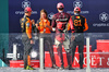 GP MIAMI, Gara winner Oscar Piastri (AUS) McLaren e second placed team mate Lando Norris (GBR) McLaren celebrate on the podium with Louise McEwen (GBR) McLaren Chief Marketing Officer e third placed George Russell (GBR) Mercedes AMG F1.

04.05.2025. Formula 1 World Championship, Rd 6, Miami Grand Prix, Miami, Florida, USA, Gara Day.

- www.xpbimages.com, EMail: requests@xpbimages.com © Copyright: Bearne / XPB Images