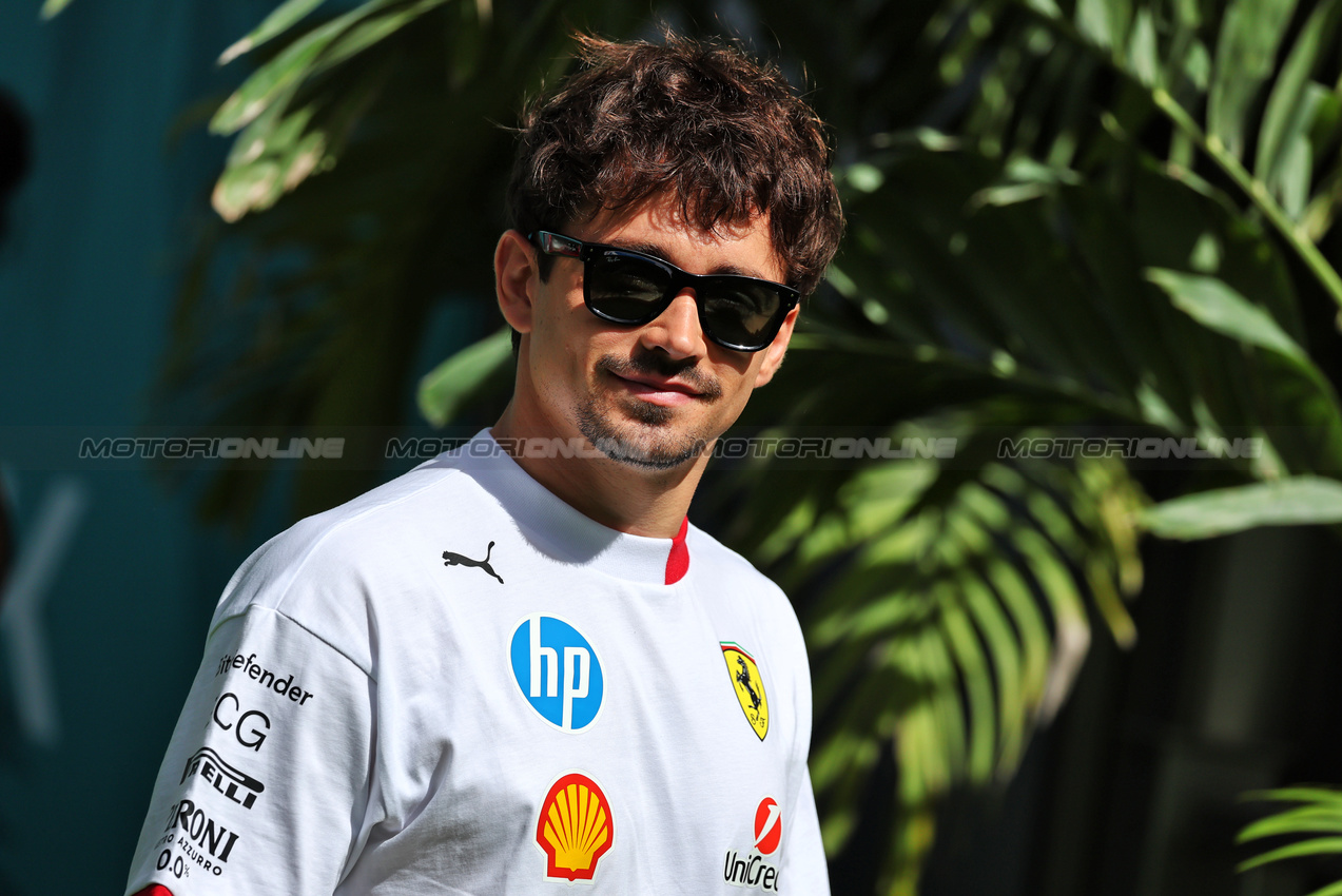 GP MIAMI, Charles Leclerc (MON) Ferrari.

01.05.2025. Formula 1 World Championship, Rd 6, Miami Grand Prix, Miami, Florida, USA, Preparation Day.

- www.xpbimages.com, EMail: requests@xpbimages.com © Copyright: Moy / XPB Images
