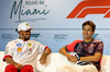 GP MIAMI, (L to R): Lewis Hamilton (GBR) Ferrari e George Russell (GBR) Mercedes AMG F1 in the FIA Press Conference.

01.05.2025. Formula 1 World Championship, Rd 6, Miami Grand Prix, Miami, Florida, USA, Preparation Day.

- www.xpbimages.com, EMail: requests@xpbimages.com © Copyright: Bearne / XPB Images