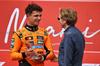 GP MIAMI, (L to R): vincitore Lando Norris (GBR) McLaren celebrates in Sprint parc ferme with Jerry Bruckheimer (USA) Film Producer.

03.05.2025. Formula 1 World Championship, Rd 6, Miami Grand Prix, Miami, Florida, USA, Sprint e Qualifiche Day.

- www.xpbimages.com, EMail: requests@xpbimages.com © Copyright: Bearne / XPB Images