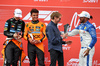 GP MIAMI, Sprint parc ferme top three (L to R): Oscar Piastri (AUS) McLaren, second; Lando Norris (GBR) McLaren, vincitore; Jerry Bruckheimer (USA) Film Producer; Lewis Hamilton (GBR) Ferrari, third.

03.05.2025. Formula 1 World Championship, Rd 6, Miami Grand Prix, Miami, Florida, USA, Sprint e Qualifiche Day.

- www.xpbimages.com, EMail: requests@xpbimages.com © Copyright: Bearne / XPB Images