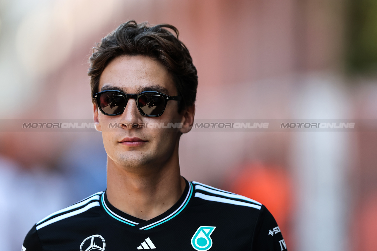 GP MONACO, George Russell (GBR), Mercedes AMG F1 
22.05.2025. Formula 1 World Championship, Rd 8, Monaco Grand Prix, Monte Carlo, Monaco, Preparation Day.
- www.xpbimages.com, EMail: requests@xpbimages.com © Copyright: Charniaux / XPB Images