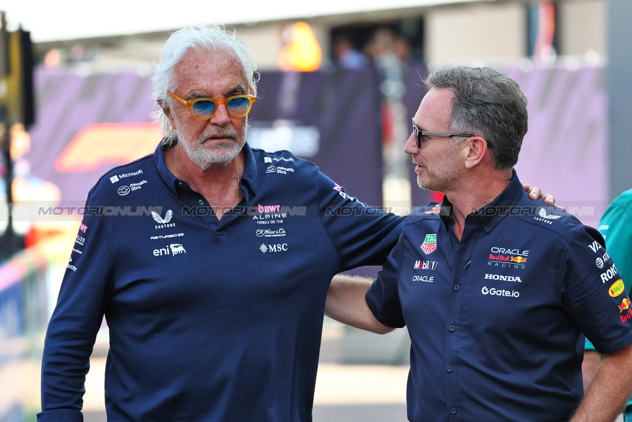 GP MONACO, (L to R): Flavio Briatore (ITA) Alpine F1 Team Executive Advisor with Christian Horner (GBR) Red Bull Racing Team Principal.

23.05.2025. Formula 1 World Championship, Rd 8, Monaco Grand Prix, Monte Carlo, Monaco, Practice Day.

- www.xpbimages.com, EMail: requests@xpbimages.com © Copyright: Batchelor / XPB Images