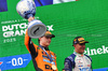 GP OLANDA, (L to R): Gara winner Oscar Piastri (AUS) McLaren celebrates on the podium with third placed Isack Hadjar (FRA) Racing Bulls.

31.08.2025. Formula 1 World Championship, Rd 15, Dutch Grand Prix, Zandvoort, Netherlands, Gara Day.

- www.xpbimages.com, EMail: requests@xpbimages.com © Copyright: Bearne / XPB Images