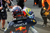 GP OLANDA, Isack Hadjar (FRA) Racing Bulls celebrates his third position in parc ferme with second placed Max Verstappen (NLD) Red Bull Racing.

31.08.2025. Formula 1 World Championship, Rd 15, Dutch Grand Prix, Zandvoort, Netherlands, Gara Day.

- www.xpbimages.com, EMail: requests@xpbimages.com © Copyright: Bearne / XPB Images