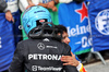 GP OLANDA, Isack Hadjar (FRA) Racing Bulls celebrates his third position in parc ferme with George Russell (GBR) Mercedes AMG F1.

31.08.2025. Formula 1 World Championship, Rd 15, Dutch Grand Prix, Zandvoort, Netherlands, Gara Day.

- www.xpbimages.com, EMail: requests@xpbimages.com © Copyright: Bearne / XPB Images